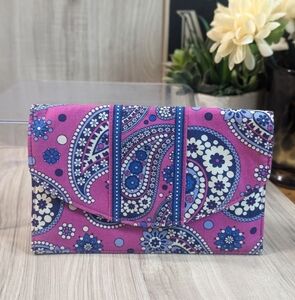 Vera Bradley WALLET "Boysenberry" Travel Envelope Purple Floral Paisley Colorful